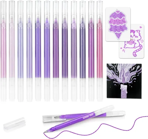 Vista 11 de Bolígrafos de gel con purpurina de 80 colores para libros de colorear para adultos y papel negro, punta fina suave de 0.039 in, gran capacidad