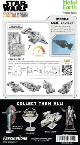 Vista 2 de Fascinations Metal Earth Premium Series Star Wars Imperial Light Cruiser 3D Kit de modelo de metal con pinzas