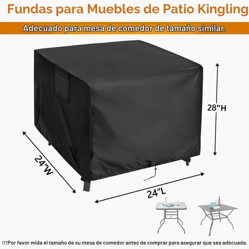 Vista 2 de Kingling - Mantel cuadrado impermeable para mesa de exterior, 24 pulgadas