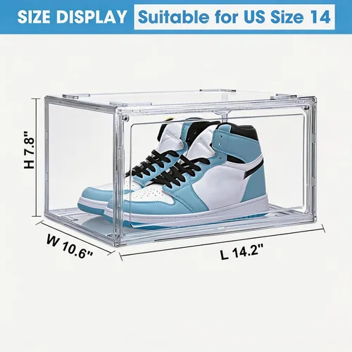 Vista 2 de HIYOHIYO 1 paquete de cajas de almacenamiento transparentes apilables para zapatos, cajas de almacenamiento de zapatos, vitrina totalmente