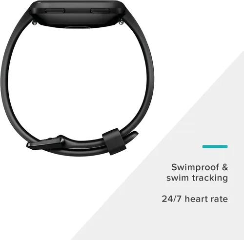 Vista 3 de Fitbit Versa Reloj Inteligente, Negro/Aluminio Negro, Talla Única (Correas S y L Incluidas)