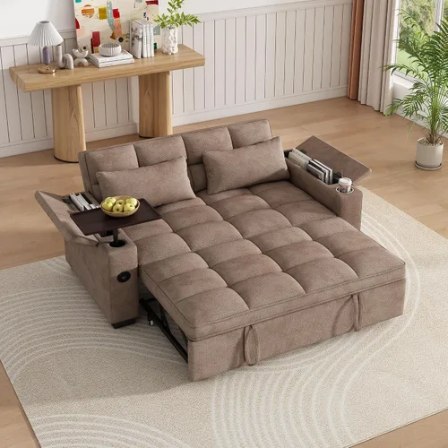 Vista 13 de KEIKI 65" 3-in-1 Sofa Bed, Folding Chenille Loveseat Sleeper with USB