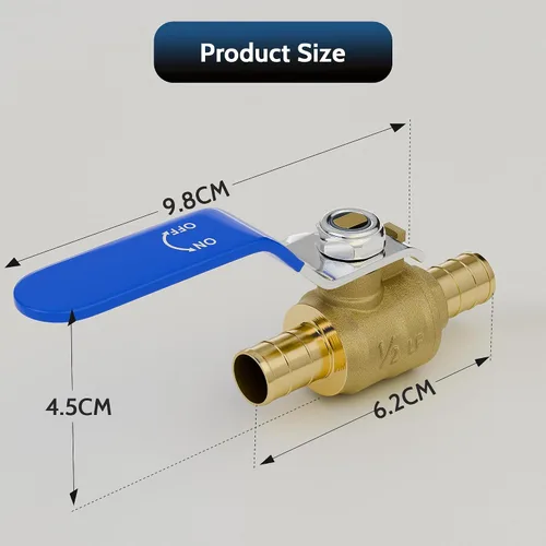 Vista 7 de Vintex Paquete de 4 válvulas de bola Pex de 1/2 pulgada, válvula de cierre Pex de 1/2 pulgada, dos asas rojas para agua caliente y dos asas azules