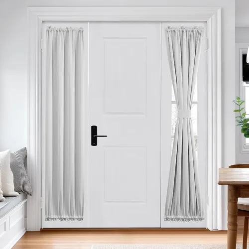 Vista 60 de Deconovo Cortinas opacas para puerta, bolsillo para cortinero y cortinas de bloqueo con aislamiento térmico para dormitorio, 137.16 x 189.2 cm, azul
