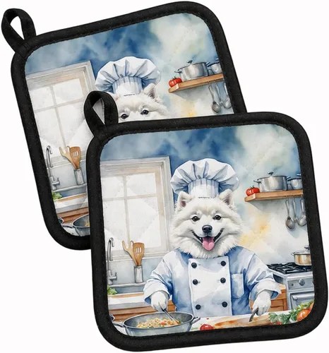 Vista 109 de Caroline's Treasures Coton de Tulear El Chef Par de Agarraderas de Ollas de Cocina Resistentes al Calor Juegos de Agarraderas de Ollas Almohadillas
