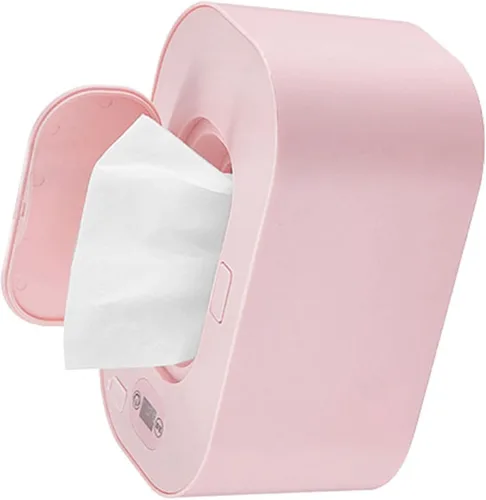 Vista 4 de Hilitand Dispensador de toallitas húmedas para bebés, dispensador de toallitas húmedas con tapa, bolsa portátil para toallitas húmedas (rosa)