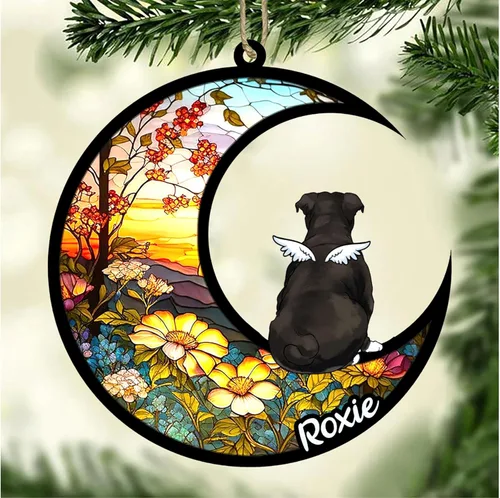 Vista 744 de LOVELYPOD Adorno de Navidad personalizado para perro Basset Hound (marrón) Basset Hound (marrón) adorno para atrapasoles de perro, razas de perros