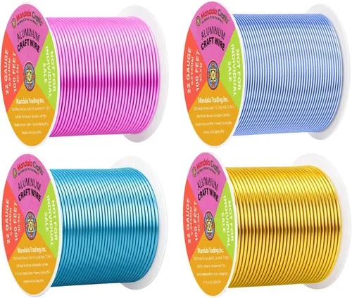 Vista 123 de Mandala Crafts - Alambre de aluminio anodizado de calibre 22 para hacer joyas - 137.2 m de alambre flexible surtido y coloreado - Doble para bonsái