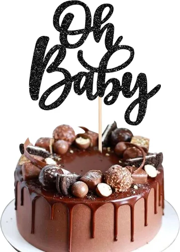 Vista 10 de 24 piezas Oh Baby Cupcake Toppers Glitter Baby Shower Cupcake Picks Reveal Género Decoración de Pasteles para Baby Shower Niños Niñas Fiesta de Azul