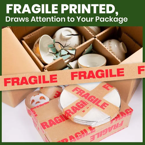 Vista 2 de TAPEBEAR Cinta Frágil de Papel Kraft Ecológico de 2 pulgadas x 55 yardas, Cinta de Papel Marrón de Embalaje Biodegradable Cinta Autoadhesiva