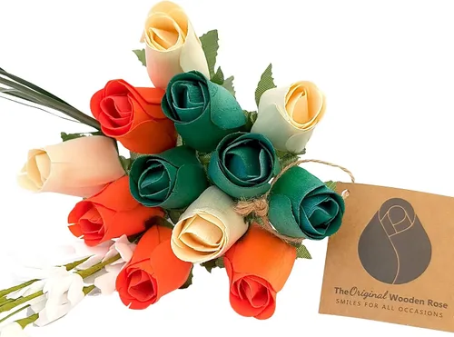 Vista 7 de Ramos originales de rosas de madera en 1, 2, o 3 docenas Día de San Patricio