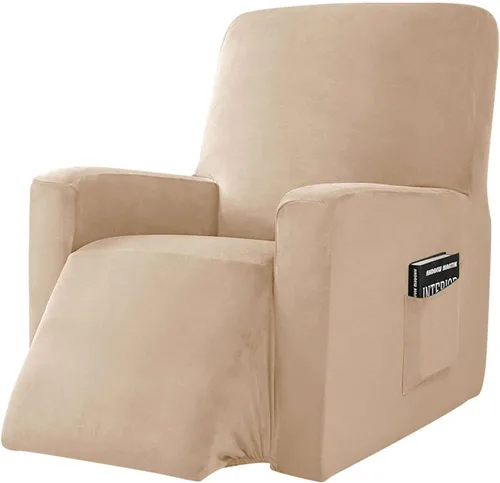 Vista 10 de IMYOGI Fundas para sofá de alta elasticidad, funda de terciopelo de felpa para silla reclinable, funda de sofá de alta elasticidad, funda de Azul
