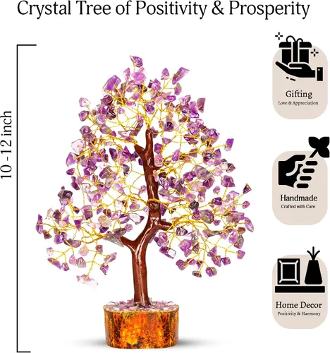 Vista 2 de YATSKIA Árbol de amatista - Árbol de cristal - Decoración de cristales de Feng Shui - Decoración púrpura - Cristales espirituales - Meditación