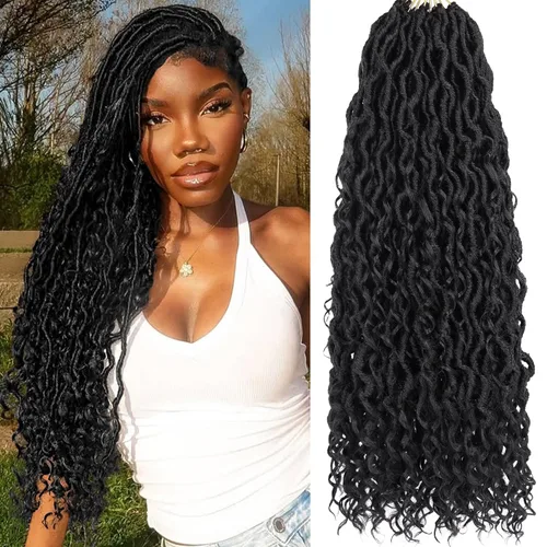 Vista 35 de Goddess Locs - 8 paquetes de cabello de ganchillo Goddess Locs de 10 pulgadas, pelo corto de imitación de ganchillo con rizos pre-enrollados