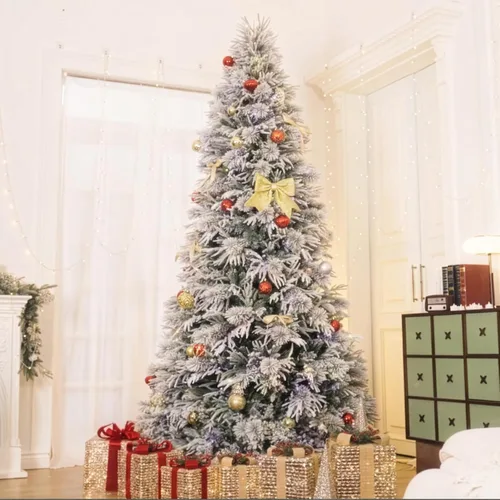 Vista 9 de Hykolity Árbol de Navidad de sauce preiluminado de 7.5 pies, 5490 puntas Sauce flocado