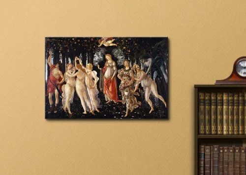 Vista 2 de Botticelli Alegory of Spring - Lienzo impreso con diseño giclée envuelto para galería, arte de pared, estirado y enmarcado, listo para colgar, 24 x