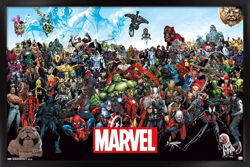 Vista 12 de Marvel Comics The Marvel Lineup - Póster de pared, 22.4 pulgadas de largo x 14.7 pulgadas de ancho, versión enmarcada de madera de granero