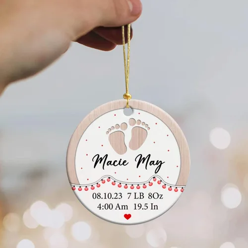 Vista 6 de Adorno de cerámica personalizado para la primera Navidad del bebé 2026, adorno de cerámica personalizado para la primera Navidad, estadísticas