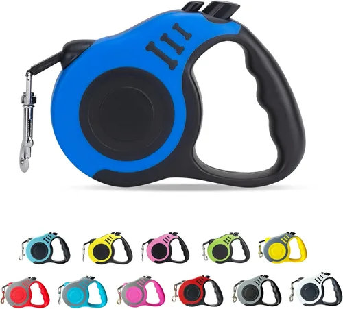 Vista 23 de Correa retráctil para perros pequeños y medianos, automática, telescópica, cinta para mascotas de 10/16 pies, duradera y práctica, con asa A1- rosa