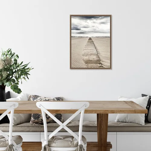 Vista 6 de Amanti Art Framed Canvas Wall Art 24x18 Sandy Beach Boardwalk by Incado, Framed Wall Art Canvas, Beach Artwork, Traditional Decor, Medium Poster