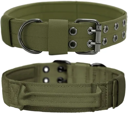 Vista 10 de Collar táctico para perro, collar militar ajustable para perro, collar de entrenamiento de nailon suave con parche, collares de hebilla de metal