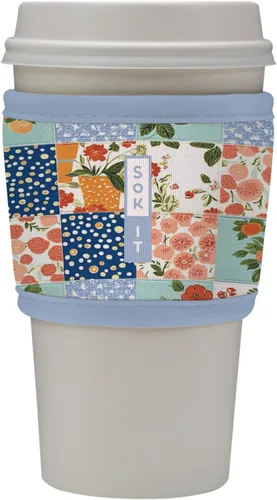 Vista 64 de Sok It HotSok Coffee & Tea - Funda de neopreno con aislamiento reutilizable (floral abstracto)