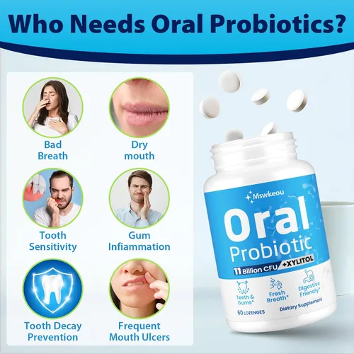 Vista 8 de Probióticos orales para boca mal aliento para adultos, 11 mil millones de UFC, los mejores probióticos dentales orales para dientes y encías
