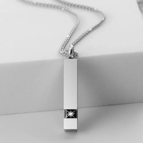 Vista 5 de Paquete de 3 collares de urna para cenizas, joyería conmemorativa de cremación para cenizas, urna de barra de circonita cúbica, colgante de urna