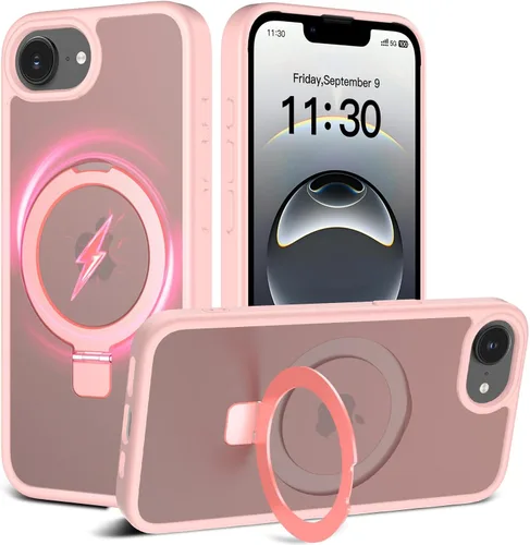 Vista 41 de Funda con soporte ultra magnético para iPhone 15 Pro [protección militar contra caídas] [compatible con MagSafe] a prueba de golpes, translúcida