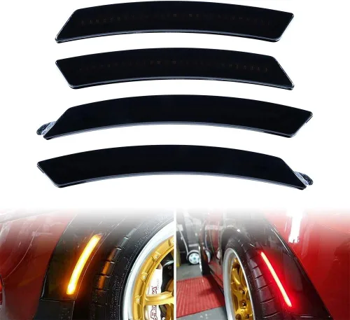 Vista 6 de Corp - Juego de 2 luces LED redondas y 4 piezas curvadas (2 delanteras + 2 traseras delanteras) para guardabarros laterales indicadores