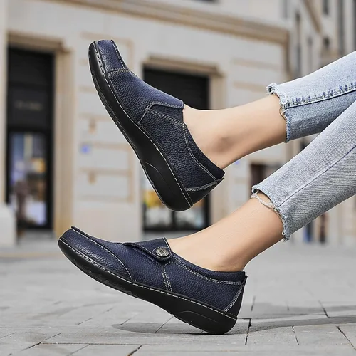 Vista 6 de Geoeleph Mocasines casuales para mujer, mocasines cómodos para caminar, mocasines de cuero para conducir