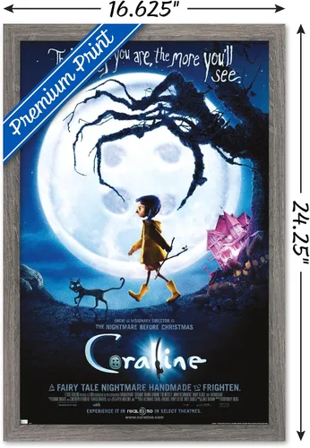 Vista 3 de Trends International Coraline - Póster de pared de una hoja Braver, 14.72 x 22.37 pulgadas, versión enmarcada de madera de granero Versión enmarcada