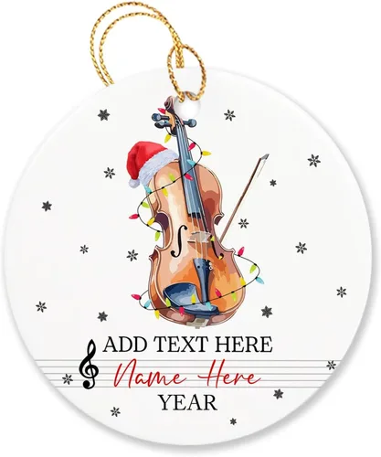 Vista 25 de Adorno de Navidad personalizado de acordeonista que toca acordeón, nombre personalizado y año, adorno de Navidad para acordeonista, instrumento