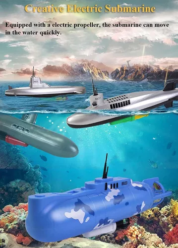 Vista 2 de Juguete de baño submarino eléctrico, divertido modelo de submarino militar, juguete flotante de agua para niños (8821)
