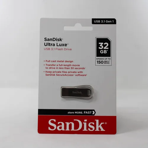 Vista 4 de SanDisk Unidad flash USB 3.1 Gen 1 Ultra Luxe de 32 GB - SDCZ74-032G-G46, color negro