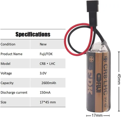 Vista 2 de 50 piezas 3V 3000mAh batería de litio sustituye a Fuji FDK CR8.LHC 17430, Toto CR8-LHC TH559EDV410R, TOTO THP3053 baterías de respaldo para Eco