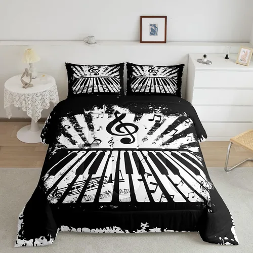 Vista 39 de Castle Fairy Juego de edredón de botas de vaquero, tamaño individual, juego de ropa de cama bohemio con guitarra musical para niños y niños