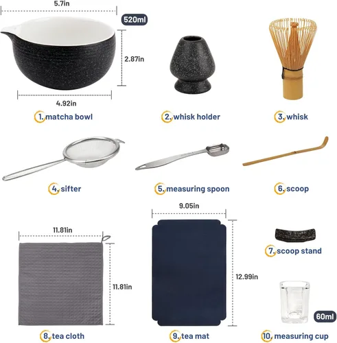 Vista 5 de Joiish Juego de 10 batidores de matcha, kit de matcha con cuchara medidora