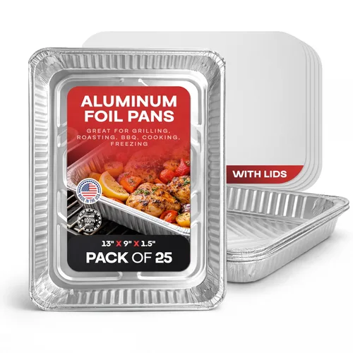 Vista 14 de IDL Packaging Sartenes de papel de aluminio oblongos de 4 libras – 13 x 9 x 1.5 pulgadas (paquete de 5) – Platos desechables de aluminio