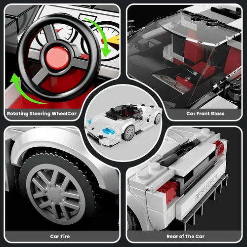 Vista 3 de Mould King Kit de construcción de modelos de coche con vitrina de acrílico