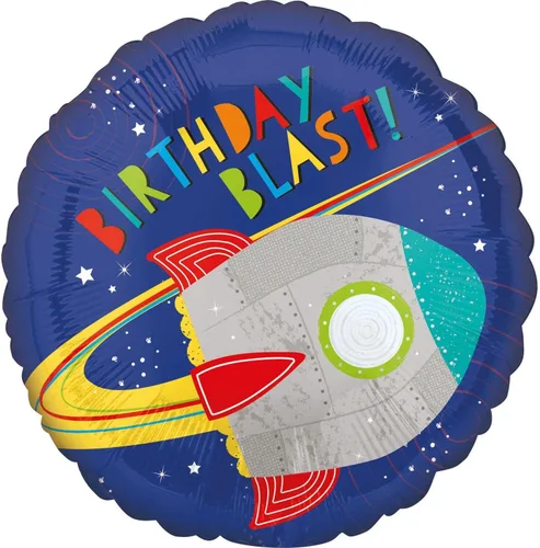 Vista 3 de Blast Off - Platos en forma de cohete de cumpleaños, 7 pulgadas (paquete de 8): platos de fiesta con temática única, llamativos, perfectos