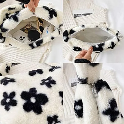 Vista 4 de Bolsa de hombro para mujer Kexle afelpada para otoño e invierno