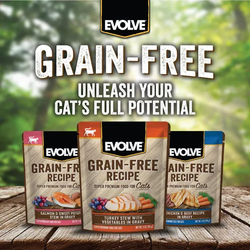 Vista 5 de Evolve Estofado de pavo sin granos con verduras en salsa de comida húmeda para gatos 3 oz - 24