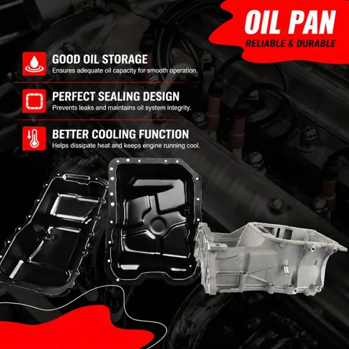 Vista 7 de Cárter de aceite del motor con tapón de drenaje, cárter de aceite para Audi A3 2010 2011 2012 2013 Volkswagen Jetta 2009-2014 Beetle 2013-2014 Golf
