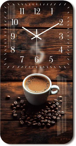 Vista 10 de Reloj de pared de taza de café para cocina, reloj de pared rectangular de madera, funciona con pilas, 12 pulgadas, relojes rústicos vintage