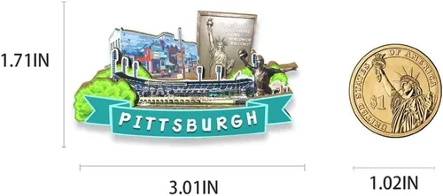 Vista 3 de Imán de Pittsburgh de los E.E.U.U. Imán del refrigerador de madera 3D hitos de viaje coleccionable recuerdos decoración hecho a mano 2