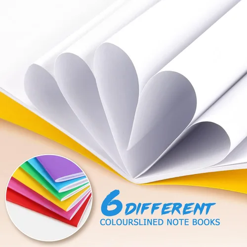 Vista 4 de Tamaki Paquete de 6 libros coloridos en blanco para que los niños escriban, dibujen, lindo cuaderno de bocetos para niños, 6