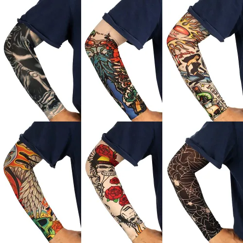 Vista 6 de Juego de 12 mangas temporales para tatuaje, para hombres y mujeres, Multicolor-C