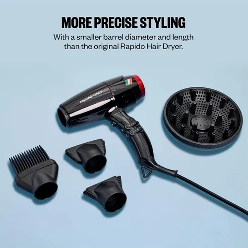 Vista 6 de Secador de pelo de alta velocidad BaBylissPRO 2000W Brushless Motor for All Hair Types, Engineered Airflow for Frizz-Free Results, Black, BRAP2