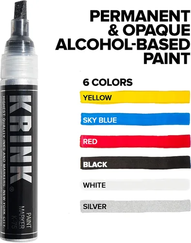 Vista 3 de Krink K-75 - Rotulador de pintura negra, vibrante y opaco para cualquier superficie, marcadores de graffiti permanentes, marcadores de pintura Krink